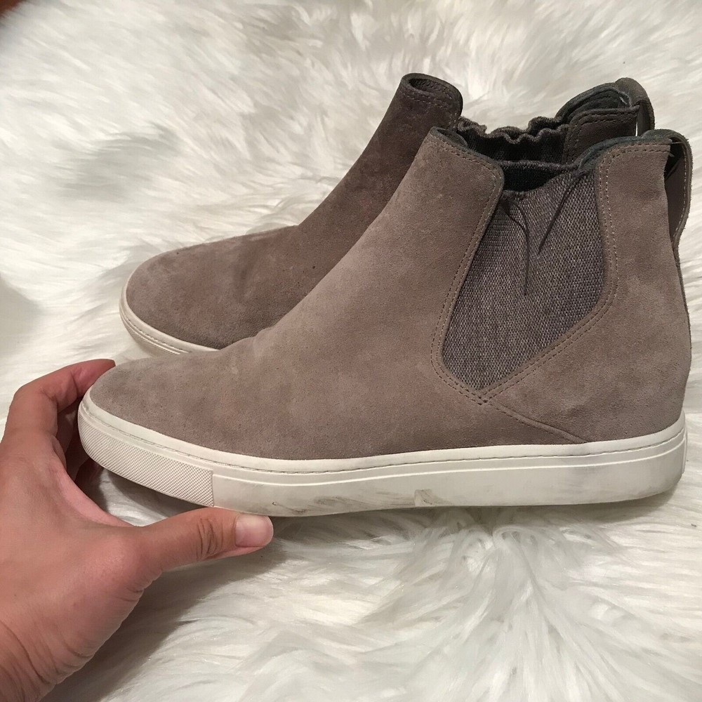 Vince Shoes Newlyn Chelsea High Top Sneakers Pull On Suede Cream Womens 7M EU37 - Picture 3 of 8